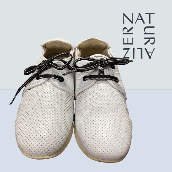 Naturalizer Perforated White Leather Sneakers 7 - Picture 3 of 5
